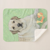 Gele labrador Retriever & Tennis Balls Painting Sherpa Deken (Voorkant (horizontaal))