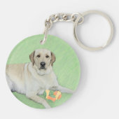 Gele labrador Retriever & Tennis Balls Painting Sleutelhanger (Achterkant)