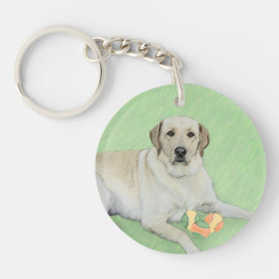Gele labrador Retriever & Tennis Balls Painting Sleutelhanger