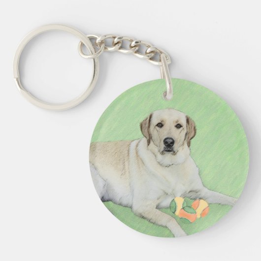 Gele labrador Retriever & Tennis Balls Painting Sleutelhanger (Voorkant)