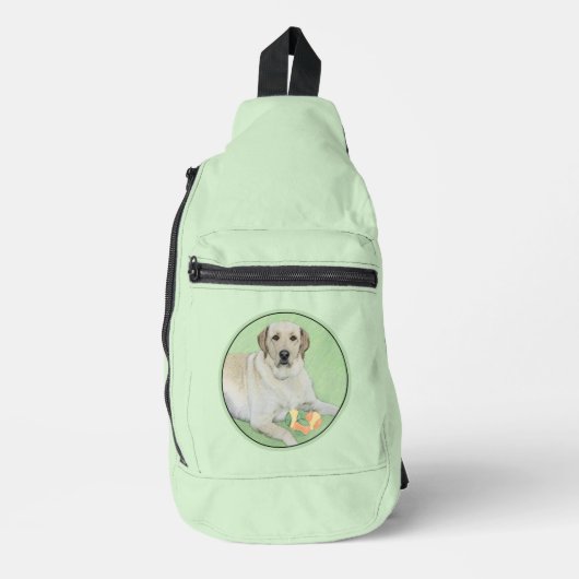 Gele labrador Retriever & Tennis Balls Painting Sling Bag (Voorkant)