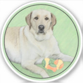 Gele labrador Retriever & Tennis Balls Painting Sticker (Voorkant)