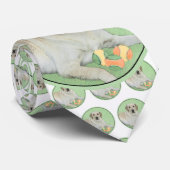 Gele labrador Retriever & Tennis Balls Painting Stropdas (Opgerold)