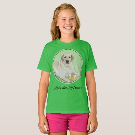 Gele labrador Retriever & Tennis Balls Painting T-shirt (Voorkant volledig)