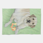 Gele labrador Retriever & Tennis Balls Painting Theedoek (Horizontaal)