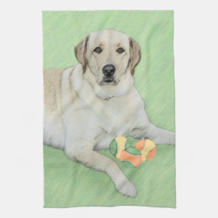 Gele labrador Retriever & Tennis Balls Painting Theedoek