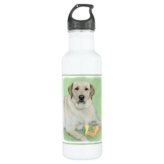 Gele labrador Retriever & Tennis Balls Painting Waterfles (Voorkant)