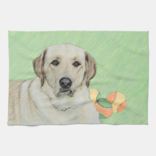 Gele labrador Retriever & Tennis Balls schilderen Theedoek