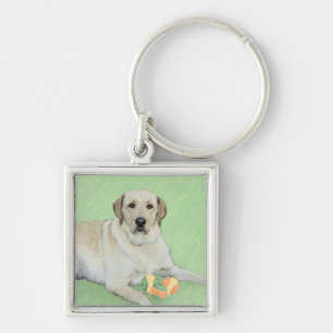Gele Labrador Retriever & Tennisballen Schilderij Sleutelhanger