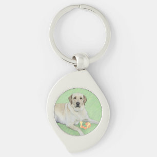 Gele Labrador Retriever & Tennisballen Schilderij Sleutelhanger
