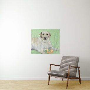 Gele Labrador Retriever & Tennisballen Schilderij Wandkleed