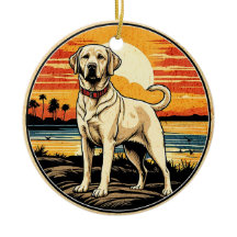 Gele Labrador Retriever Vintage Zonsondergang Hond
