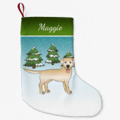 Gele labrador Retriever - Winter Forest & Name Kleine Kerstsok (Voorkant)