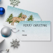 Gele Labrador Retriever Winter voor Boombos Cadeaulabel