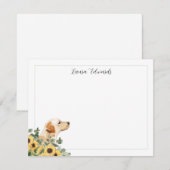 Gele Labrador Retriever Zonnebloem Eucalyptus Notitiekaartje (Voorkant / Achterkant)