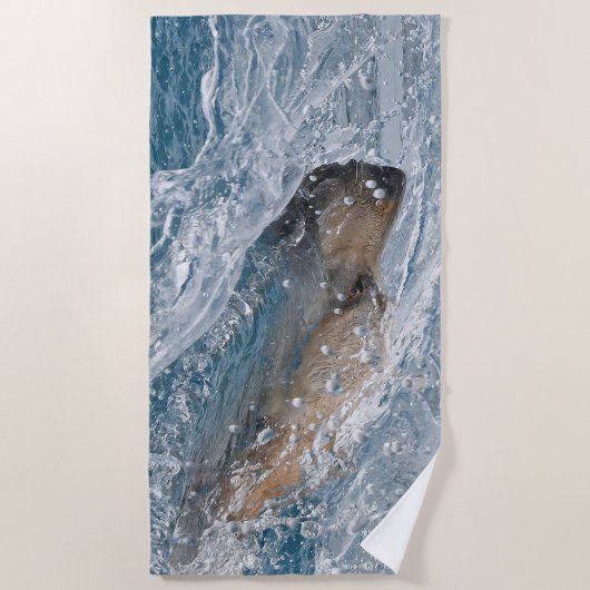 Gele labrador Retriever zwemmen Strandlaken (Voorkant)