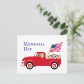 Gele Labrador Rode Truck Memorial Day Briefkaart (Staand voorkant)