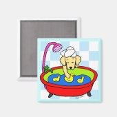 gele labrador & rubbereenden Cartoon Magneet (Voorkant / Achterkant)