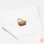 gele labrador & rubbereenden Cartoon Ronde Sticker (Envelop)
