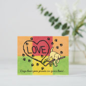 Gele labrador Sand Letters Cartoon Mosaic Briefkaart (Staand voorkant)