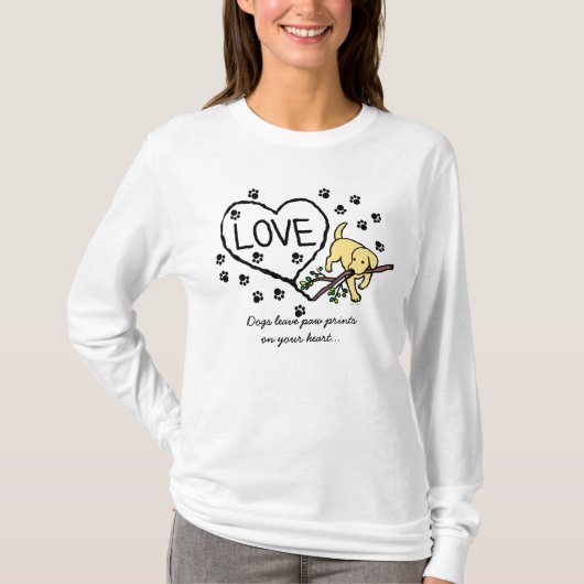 Gele labrador Sand Letters Cartoon T-shirt (Voorkant)