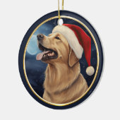 Gele Labrador Santa Hat Kerstnacht Keramisch Ornament (Links)