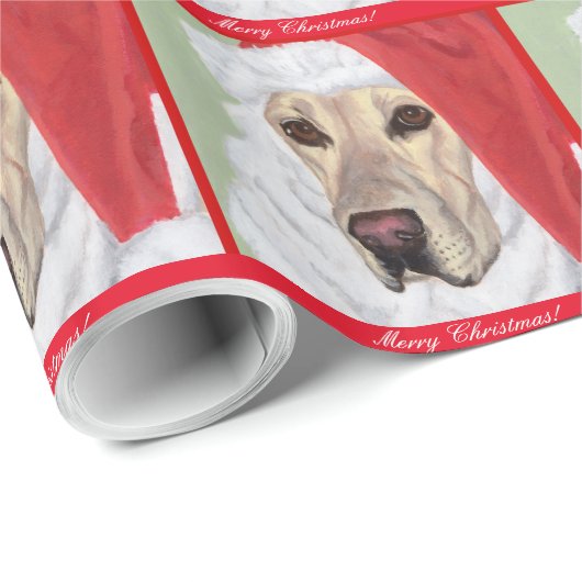 Gele Labrador Santa Kerstmis Wrapping Papier (Rol Hoek)