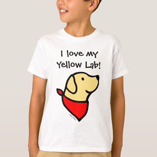 Gele labrador & scharfCartoon T-shirt (Voorkant)