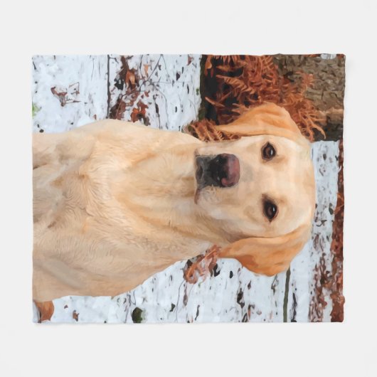 Gele labrador - Sneeuwhond - Geel lab Fleece Deken (Voorkant (Horizontaal))