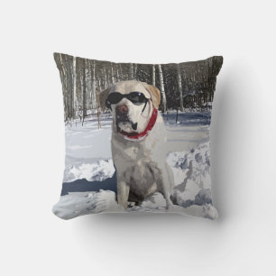 Gele labrador Snow Dog Kussen