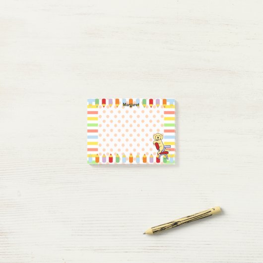 Gele Labrador Student 3 Post-it® Notes (Op bureau)