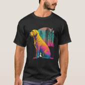 Gele Labrador Synthwave 80s Retrowave Esthetisch T-shirt (Voorkant)