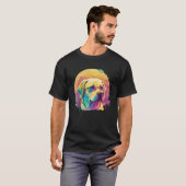 Gele Labrador Synthwave 80s Stijl Esthetisch T-shirt (Voorkant volledig)