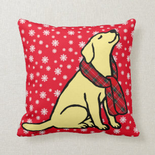 Gele labrador Tartan Scarf 2 Kussen