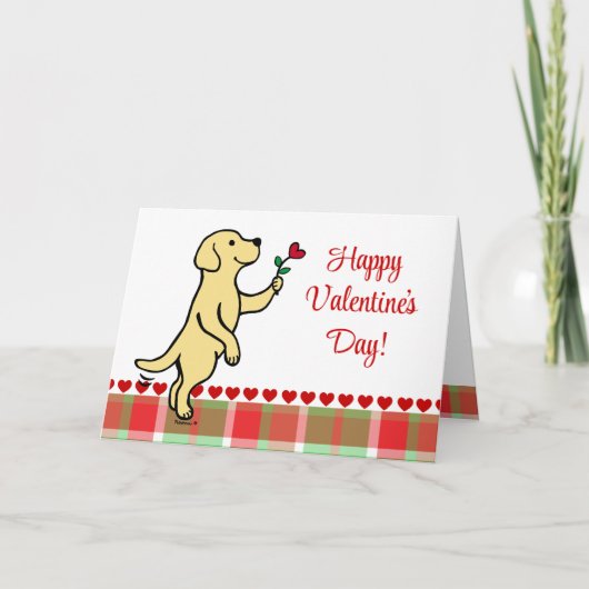 Gele labrador Tiny Heart Flower Valentijn Feestdagen Kaart (Voorkant)