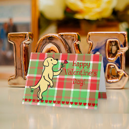 Gele labrador Tiny Heart Flower Valentijn Feestdagen Kaart