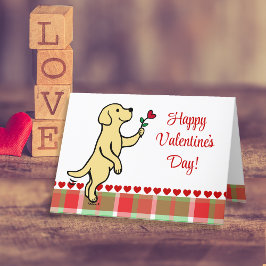 Gele labrador Tiny Heart Flower Valentijn Feestdagen Kaart