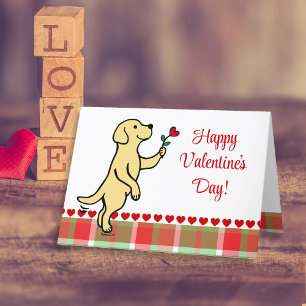 Gele labrador Tiny Heart Flower Valentijn Feestdagen Kaart