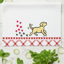 Gele labrador Trotting Kitchen Towel Theedoek