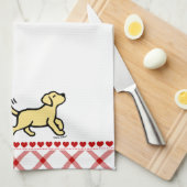 Gele labrador Trotting Kitchen Towel Theedoek (Quarter Fold)