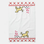Gele labrador Trotting Kitchen Towel Theedoek (Verticaal)