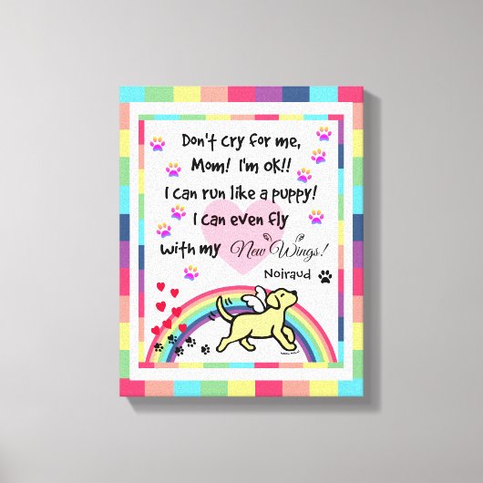 Gele Labrador Trotting Rainbow Bridge kunst Canvas Afdruk (Voorkant)