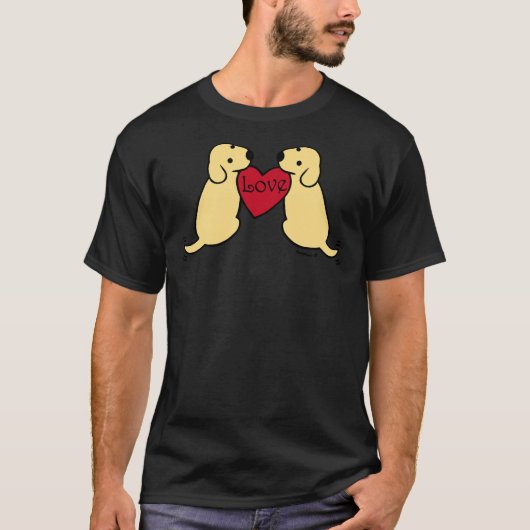 Gele labrador tweeling met liefde t-shirt (Voorkant)