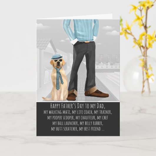 Gele labrador uit de Dog-Vaderdag Kaart (Gele Bloem)