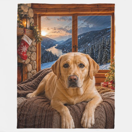 Gele Labrador Vakantie  Fleece Deken (Voorkant)