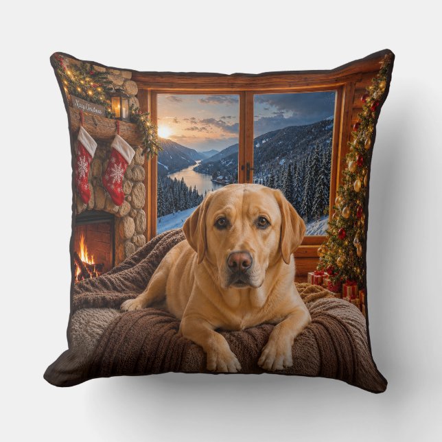 Gele Labrador Vakantie  Kussen (Voorkant)