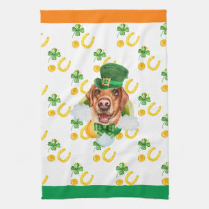 Gele Labrador Vakantiehuis Decoratie St. Patrick's Theedoek