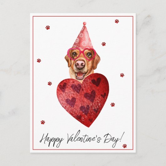 Gele labrador Valentijnsdag Gift Dog Briefkaart (Voorkant)