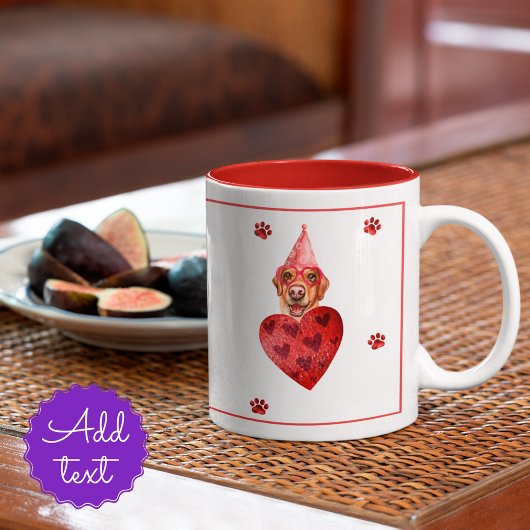 Gele labrador Valentijnsdag Gift Dog Tweekleurige Koffiemok