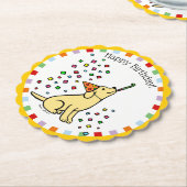 Gele Labrador Verjaardagsfeestje Papieren Onderzet Kartonnen Onderzetters (Gekanteld)
